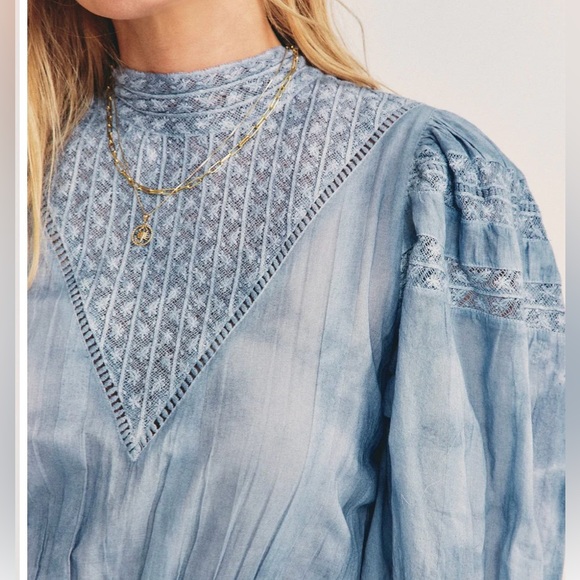 Love Shack Fancy - Viola Dress in Pacific Indigo Hand Dye - Picture 4 of 8